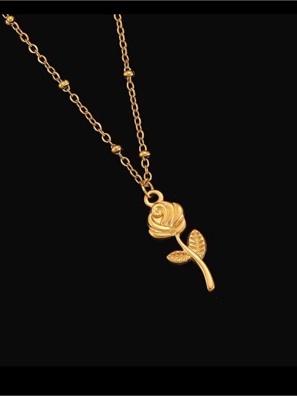 Elegant 18k Gold plated Rose Pendant Necklace -
